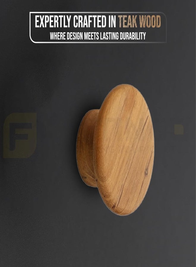 Fittingo Wooden Drawer Knobs/Door Knob/Handle for Drawer/Wardrobe Handle/Cabinet Handle/Teak Wood (1.5 Inch) Pack of 2 - Image 5